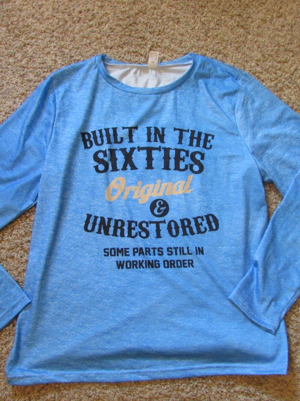 NWOT XL Blue Built In The 60's Original Parts Unrestored Crew Neck Shirt